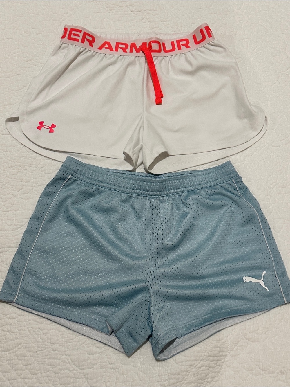 Puma Light Blue Girls' Athletic Shorts with White Puma Logo